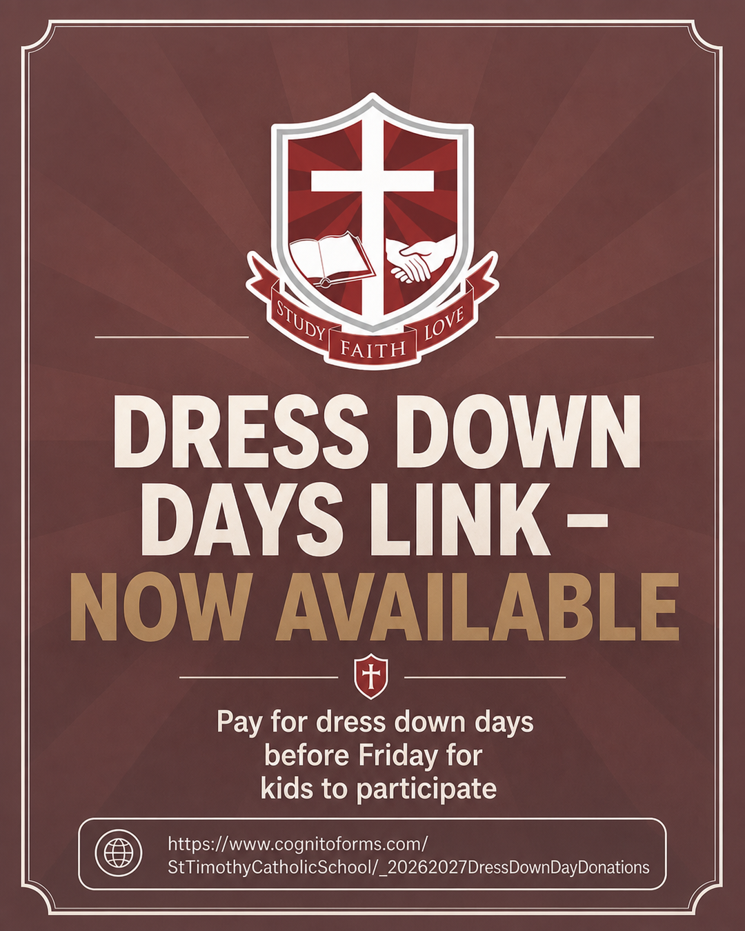 Dress Down Days Link – NOW AVAILABLE