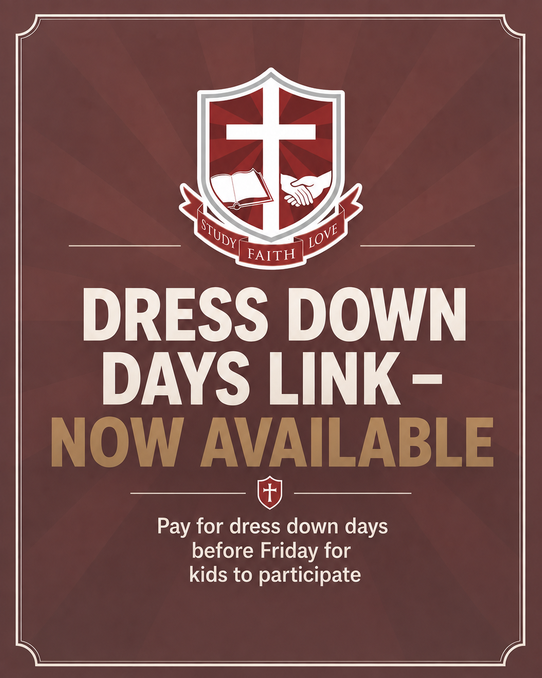 Dress Down Days Link – NOW AVAILABLE